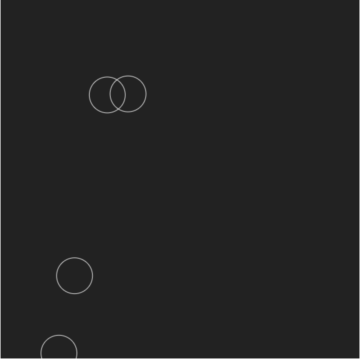 Four asteroids moving around the screen