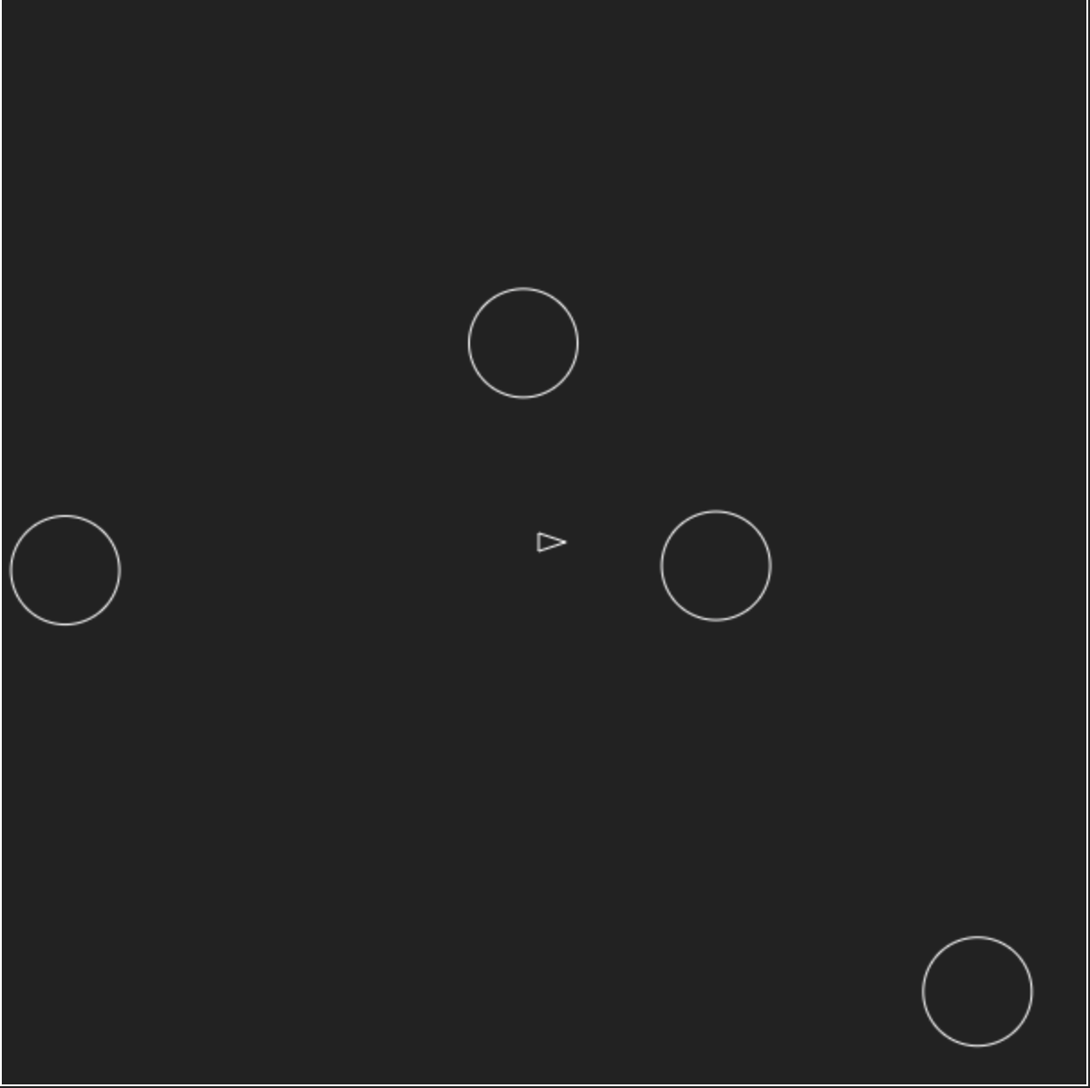 Player ship surrounded by asteroids