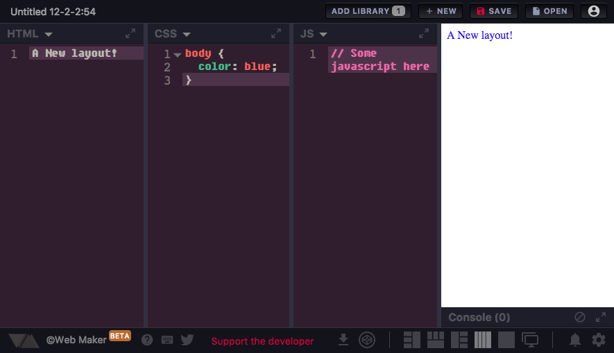 Vertically aligned panes in new layout mode